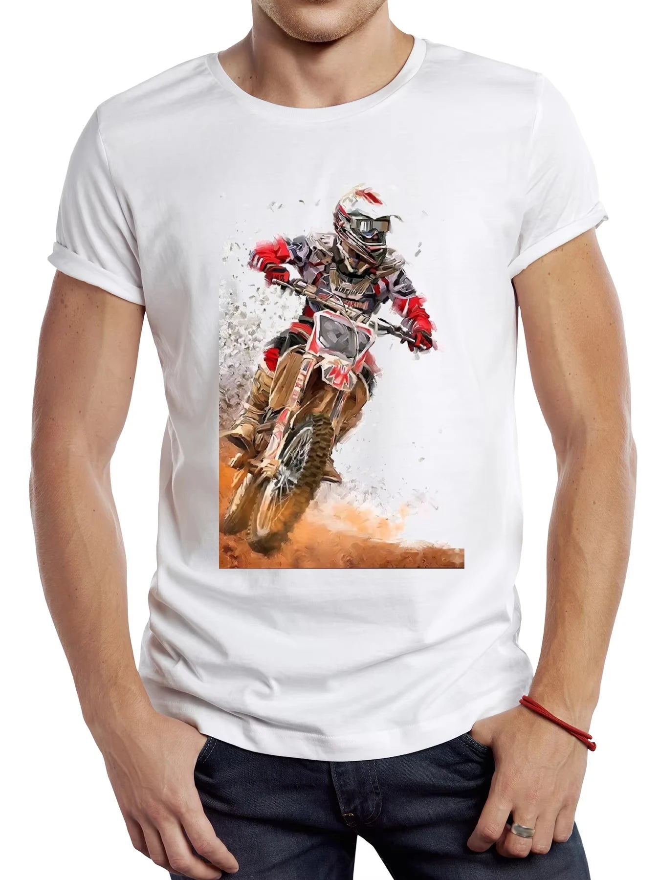 Vintage Dirty Motorcycle Men T Shirt Casual Cool Rider Male Tops Hipster Retro Motocross Printed Tee