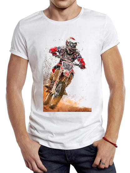 Vintage Dirty Motorcycle Men T Shirt Casual Cool Rider Male Tops Hipster Retro Motocross Printed Tee
