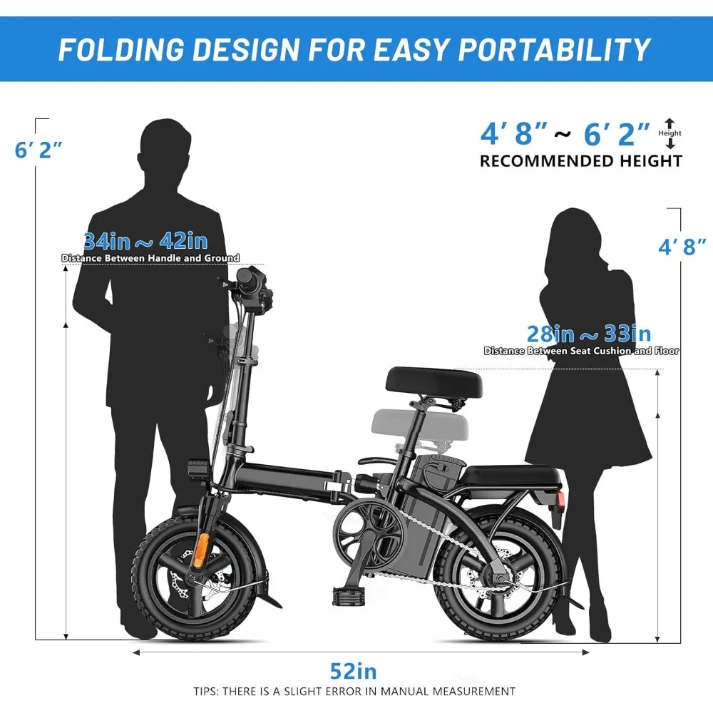 High quality - Electric Bike for Adults,  576WH Removable Battery,14"/20" Folding , 20MPH - NEW