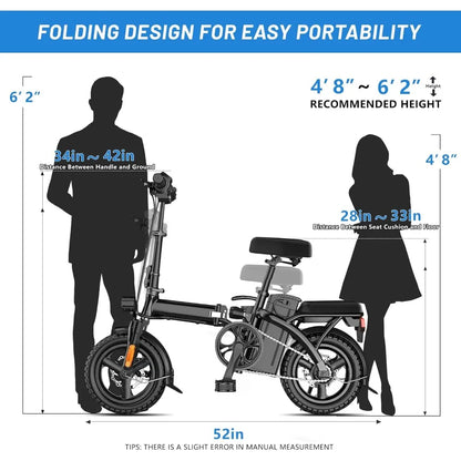 High quality - Electric Bike for Adults,  576WH Removable Battery,14"/20" Folding , 20MPH - NEW