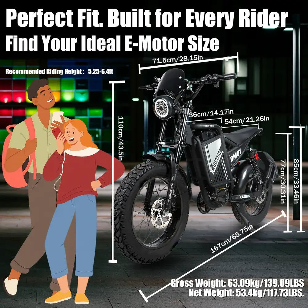 Electric Bicycle 60V 30AH Battery Max Speed 42 MPH