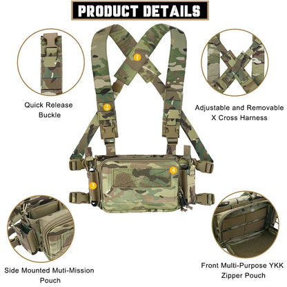 Backpack Bag with Chest Rig Vest for Magazine Pouch