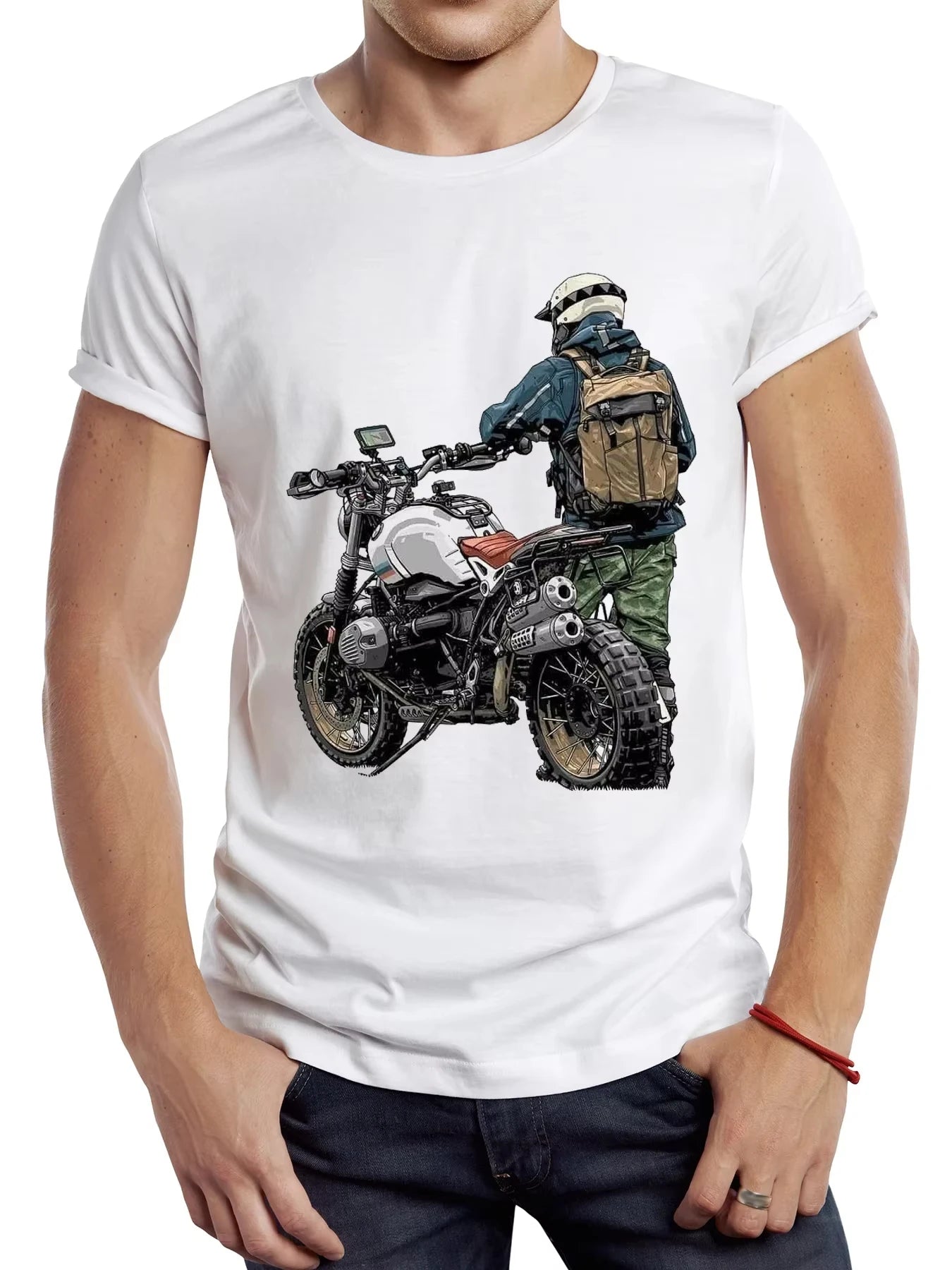 Vintage Dirty Motorcycle Men T Shirt Casual Cool Rider Male Tops Hipster Retro Motocross Printed Tee