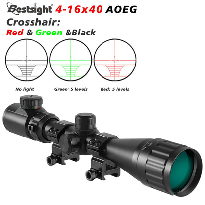 4-16X40 AOE Optics Hunting Riflescope Red & Green Dot Illuminated Sight