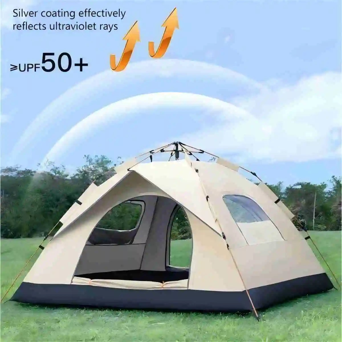 Automatic Pop-Up Travel Camping Tent with Two doors & Windows
