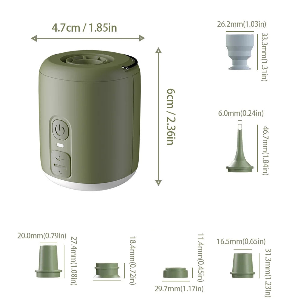 Tiny Air Pump with Camping Lantern 4.5kPa Air Pump with Magnetic Design for Inflatable Air Mattress Sleeping Pads
