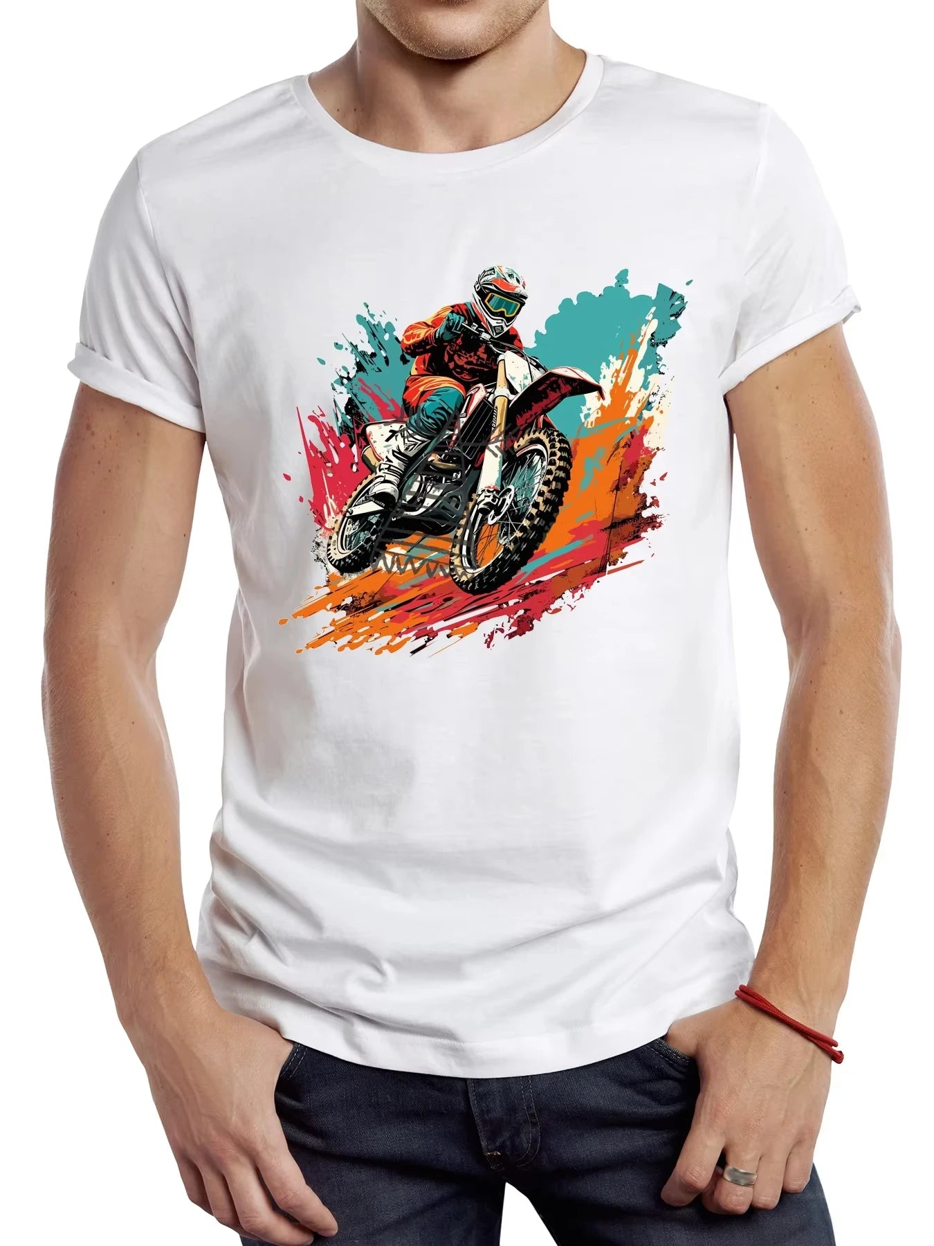 Vintage Dirty Motorcycle Men T Shirt Casual Cool Rider Male Tops Hipster Retro Motocross Printed Tee